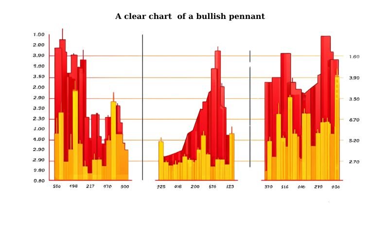 A clear chart of a bearish pennant