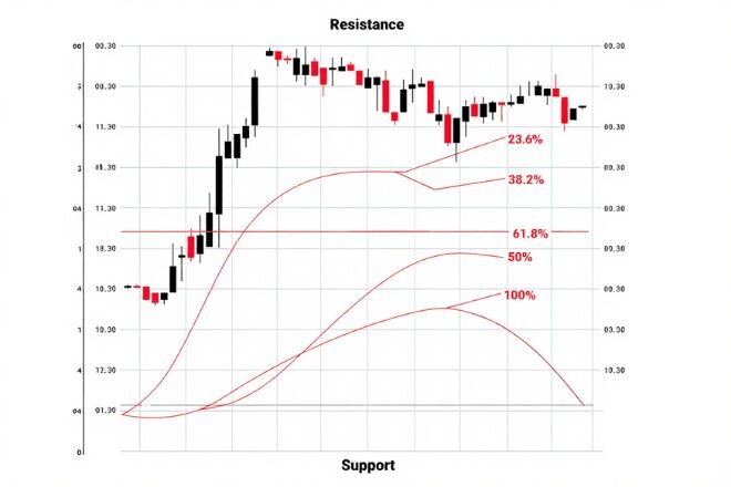 This illustration shows key Fibonacci levels to spot support and resistance between market swings